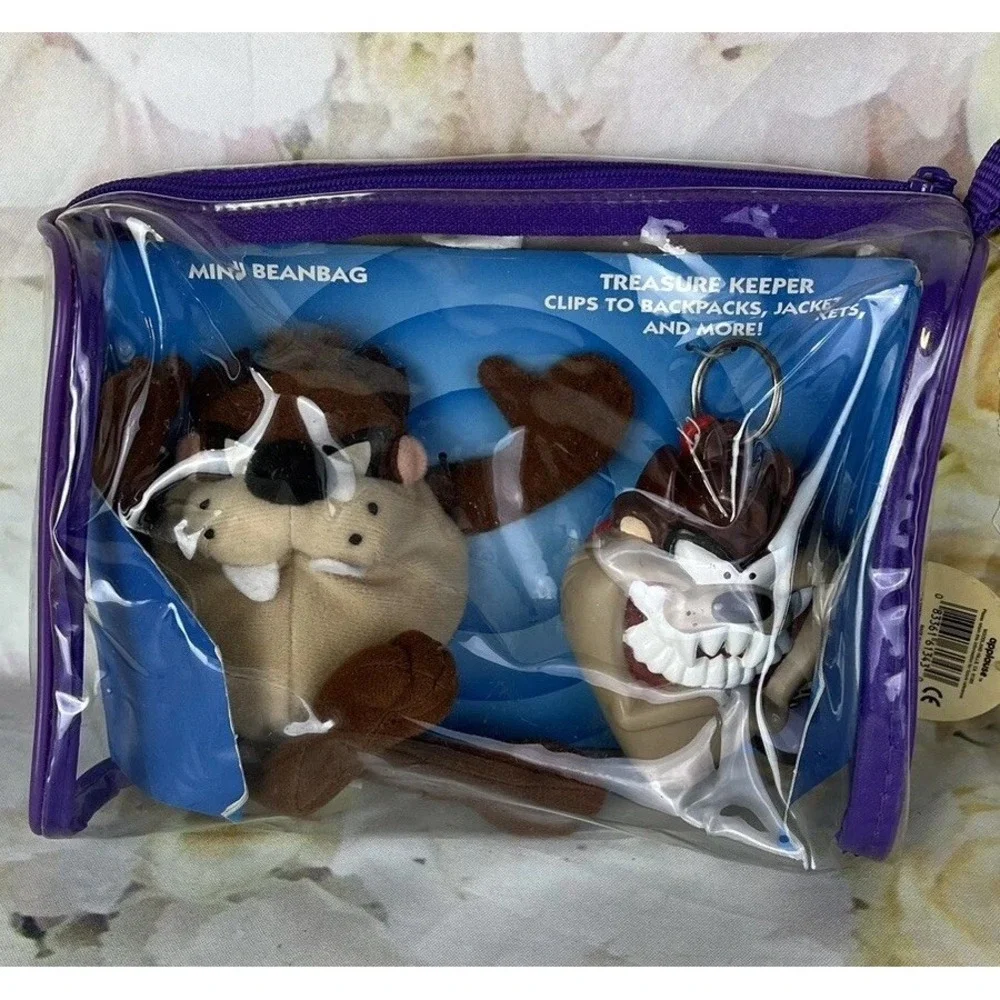 TAZ Plush and Keychain Change Purse Clip Looney Toons 1994 Warner Applause NOS